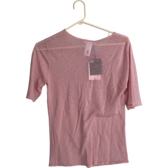 Zara Womens Wool Top Shirt Pink XL Round Neck Knit Short Sleeve 1223/917 NWT - Picture 3 of 8